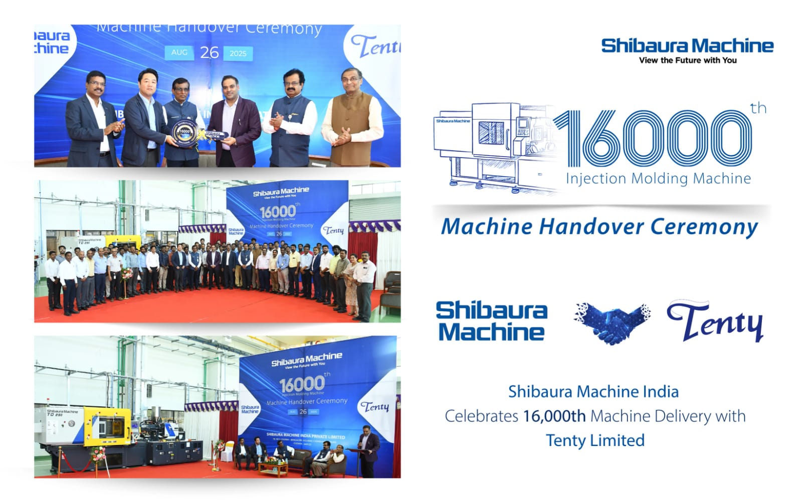 Shibaura Machine India 16,000th Injection Molding Machine Delivery Ceremony with Tenty Limited, Chennai, 26 August 2025